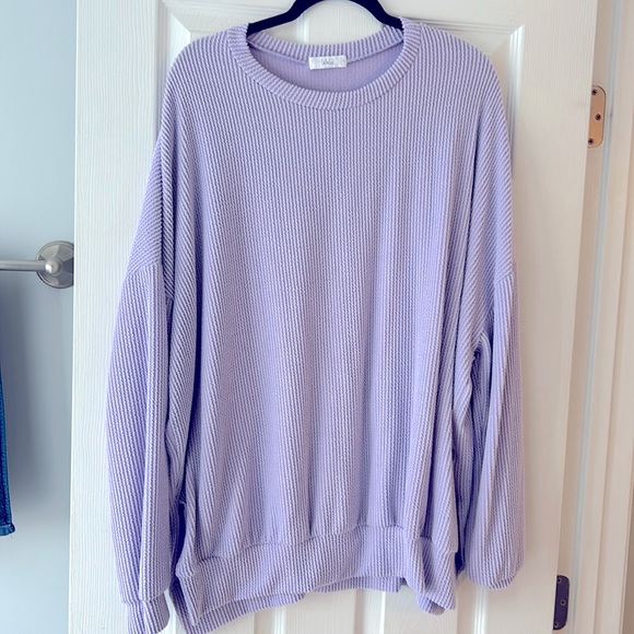 Talulah Comfy Ribbed Pullover in Lavender- size large - Picture 1 of 5